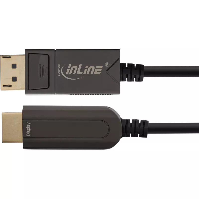 InLine DisplayPort į HDMI AOC keitiklio laidas, 4K/60Hz, juodas, 15m