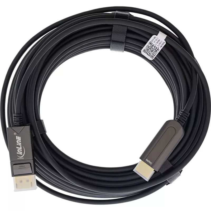 InLine DisplayPort į HDMI AOC keitiklio laidas, 4K/60Hz, juodas, 15m