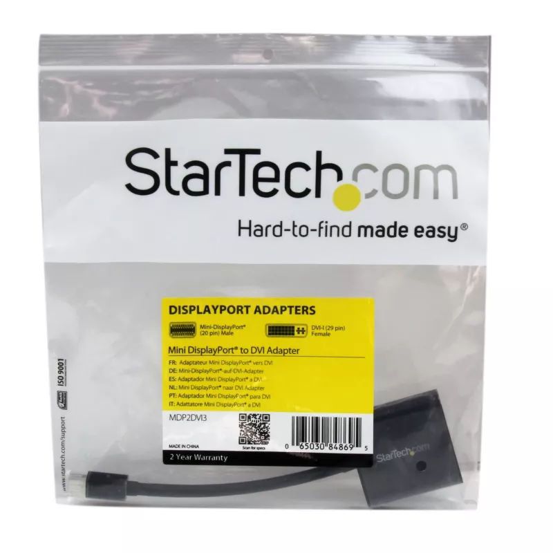 StarTech.com MDP2DVI3 Mini DisplayPort į DVI keitiklis, 1920x1200 (WUXGA), pasyvus, suderinamas su Thunderbolt, 17 cm, juodos spalvos