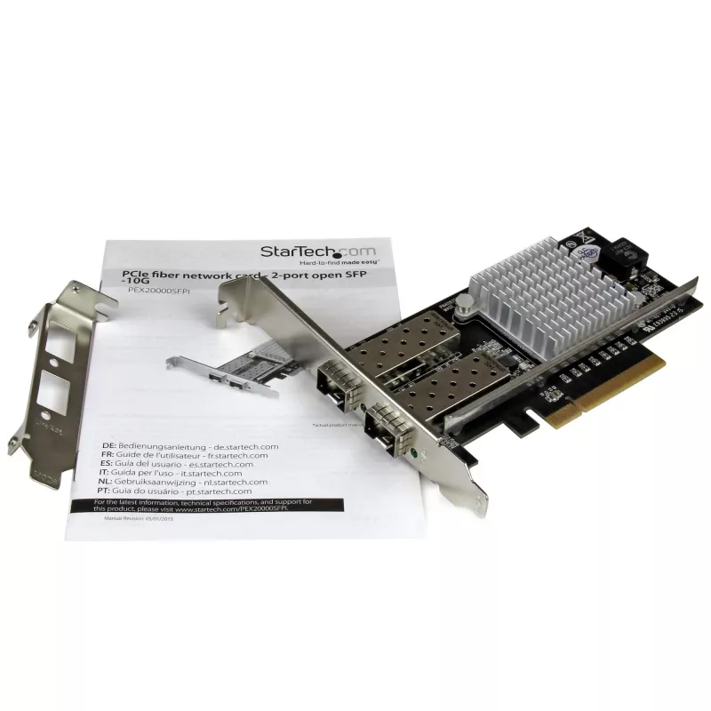 StarTech.com 2 prievadų 10G šviesolaidinė tinklo plokštė su atvirais SFP+ lizdais - PCIe, Intel mikroschema