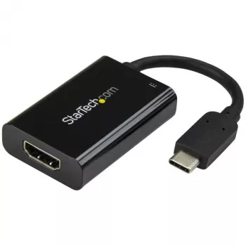 StarTech.com USB-C į HDMI 2.0 adapteris su Power Delivery – 4K 60Hz USB Type-C į HDMI vaizdo keitiklis – 60W PD įkrovimo prievadas – suderinamas su Thunderbolt 3 – juodos spalvos