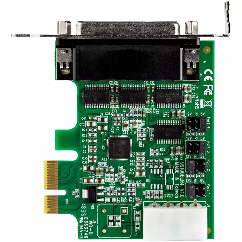 StarTech.com 4 prievadų PCI Express RS232 serijinis adapteris - PCIe RS232 serijinis valdiklis - PCIe į serijinį DB9 - 16950 UART - žemo profilio plėtimosi kortelė - Windows/Linux - TAA
