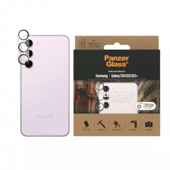 Apsauginis fotoaparato lęšio stikliukas PanzerGlass Samsung Galaxy S23 S23 Plus atsparus įbrėžimams ir smūgiams
