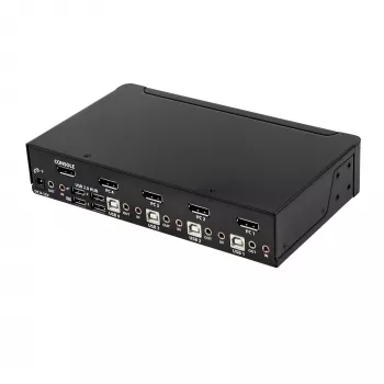 StarTech.com 4 prievadų DisplayPort KVM jungiklis – 4K 60Hz – vienas ekranas – dviejų prievadų UHD DP 1.2 USB KVM jungiklis su integruotu USB 2.0 centru ir garsu – Dell, HP, Apple, Lenovo – TAA atitiktis