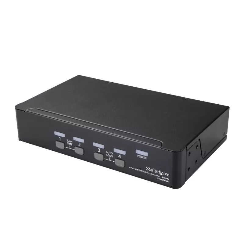 StarTech.com 4 prievadų DisplayPort KVM jungiklis – 4K 60Hz – vienas ekranas – dviejų prievadų UHD DP 1.2 USB KVM jungiklis su integruotu USB 2.0 centru ir garsu – Dell, HP, Apple, Lenovo – TAA atitiktis
