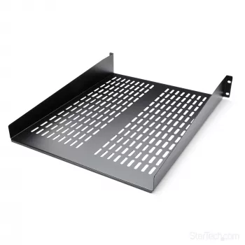 StarTech.com CABSHELF22V 2U ventiliuojama lentyna serverio stovui – universali konsolinė lentyna 19 colių tinklo įrangos stovui, plieninė, 23 kg talpa, 22 colių gylio, juoda