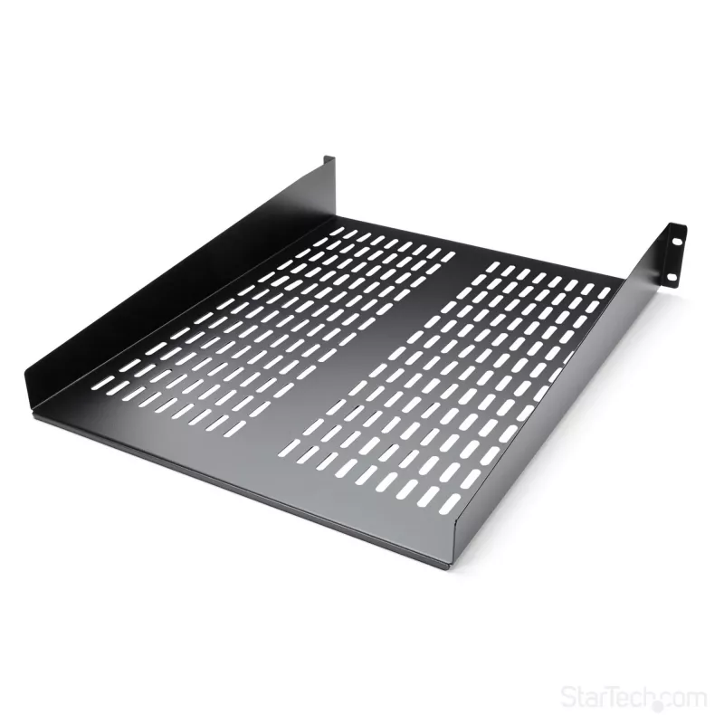 StarTech.com CABSHELF22V 2U ventiliuojama lentyna serverio stovui – universali konsolinė lentyna 19 colių tinklo įrangos stovui, plieninė, 23 kg talpa, 22 colių gylio, juoda