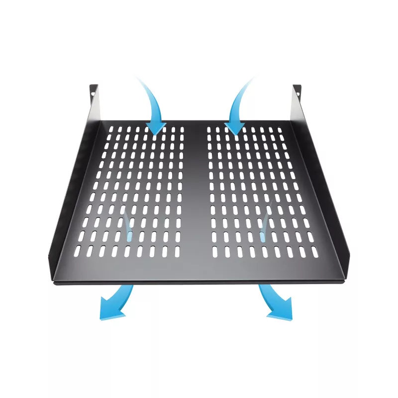 StarTech.com CABSHELF22V 2U ventiliuojama lentyna serverio stovui – universali konsolinė lentyna 19 colių tinklo įrangos stovui, plieninė, 23 kg talpa, 22 colių gylio, juoda