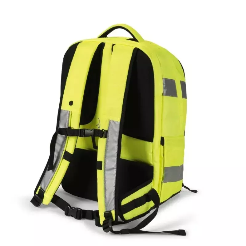 DICOTA Hi-Vis Backpack Yellow – didelio matomumo kuprinė su EN ISO 20471:2013 sertifikatu