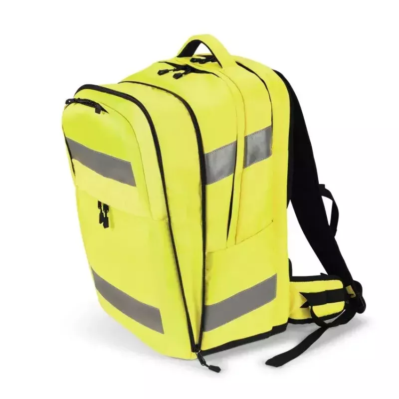 DICOTA Hi-Vis Backpack Yellow – didelio matomumo kuprinė su EN ISO 20471:2013 sertifikatu