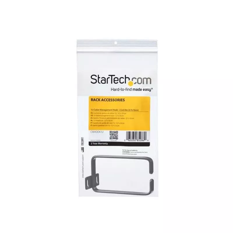 StarTech.com CMHOOK1U 1U vertikalus kabelių tvarkymo D-žiedas serverio stovui - 5,7x10 cm