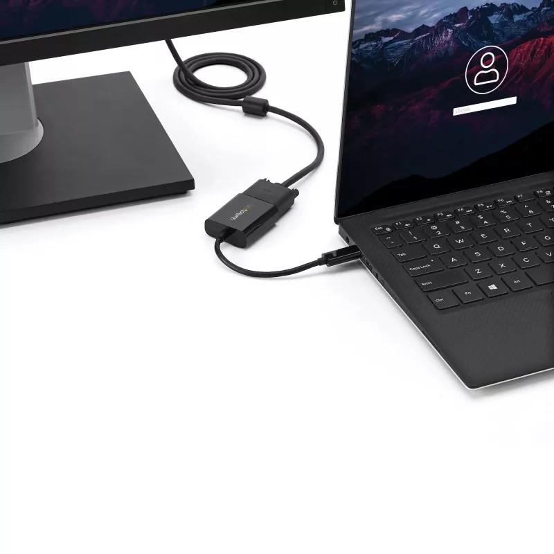 StarTech.com USB-C į VGA adapteris – juodas – 1080p – vaizdo keitiklis, skirtas MacBook Pro – USB C į VGA ekrano jungtis – atnaujinta versija CDP2VGAEC