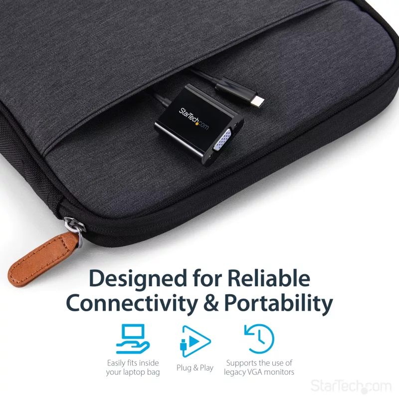 StarTech.com USB-C į VGA adapteris – juodas – 1080p – vaizdo keitiklis, skirtas MacBook Pro – USB C į VGA ekrano jungtis – atnaujinta versija CDP2VGAEC