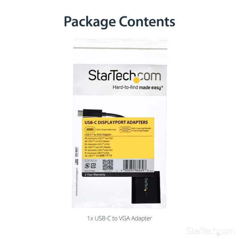 StarTech.com USB-C į VGA adapteris – juodas – 1080p – vaizdo keitiklis, skirtas MacBook Pro – USB C į VGA ekrano jungtis – atnaujinta versija CDP2VGAEC