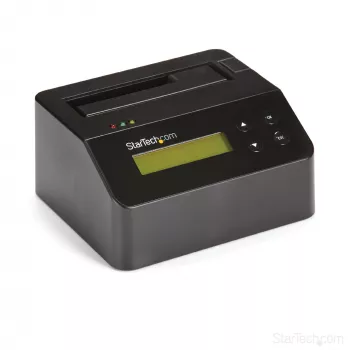 StarTech.com Vieno lizdo kietojo disko trynimo stotelė, autonominis HDD/SSD sanitizer, USB 3.0 į SATA II (3 Gbps), 9 trynimo režimai, LCD ekranas, saugus kietojo disko trynimo dokas, DB-9 spausdintuvo prievadas, TAA atitinkantis