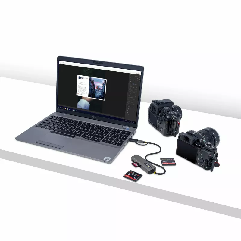 StarTech.com FCREADMICRO3V2 USB 3.0 kelių formatų atminties kortelių skaitytuvas, SD/microSD/CompactFlash, USB-C su USB-A adapteriu, 5 Gbps