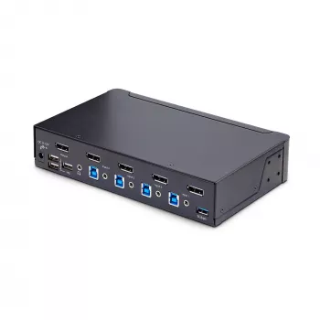 StarTech.com 4 prievadų DisplayPort KVM jungiklis, 8K 60Hz / 4K 144Hz, vienas ekranas, DP 1.4, 2x USB 3.0 prievadai, 4x USB 2.0 HID prievadai, mygtukinis ir klavišų perjungimas, TAA atitikimas