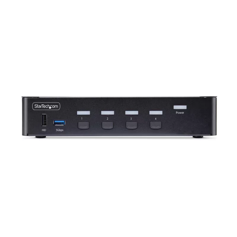 StarTech.com 4 prievadų DisplayPort KVM jungiklis, 8K 60Hz / 4K 144Hz, vienas ekranas, DP 1.4, 2x USB 3.0 prievadai, 4x USB 2.0 HID prievadai, mygtukinis ir klavišų perjungimas, TAA atitikimas
