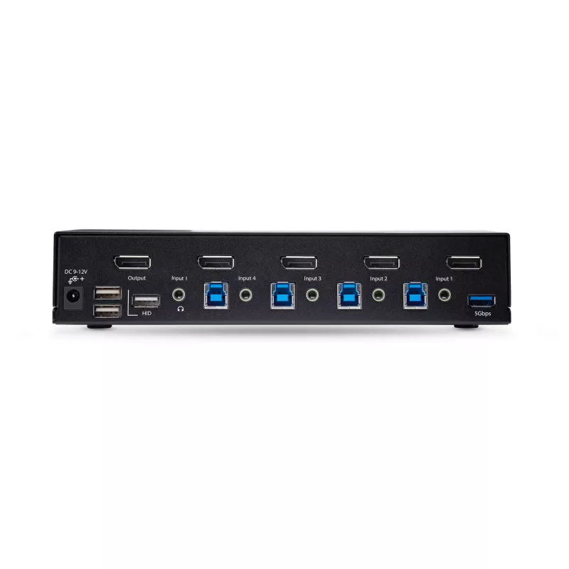 StarTech.com 4 prievadų DisplayPort KVM jungiklis, 8K 60Hz / 4K 144Hz, vienas ekranas, DP 1.4, 2x USB 3.0 prievadai, 4x USB 2.0 HID prievadai, mygtukinis ir klavišų perjungimas, TAA atitikimas