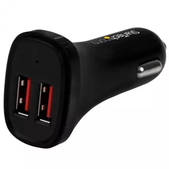 StarTech.com Dviejų prievadų USB automobilinis įkroviklis – 24W/4,8A – juodas