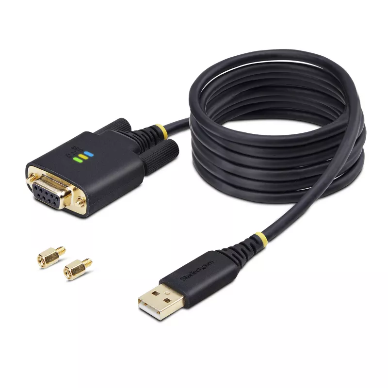 StarTech.com 2 m USB į Null Modem serijinį adapterio kabelį, COM išlaikymas, FTDI, USB-A į DB9 RS232, keičiami DB9 varžtai/veržlės, Windows/macOS/Linux
