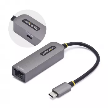 StarTech.com USB-C iki Ethernet adapteris 2,5GbE, 100W PD perdavimas, NBASE-T NIC, USB 3.0 Type-C 2,5/1G kelių greičių tinklas, suderinamas su Thunderbolt, Windows ir Mac
