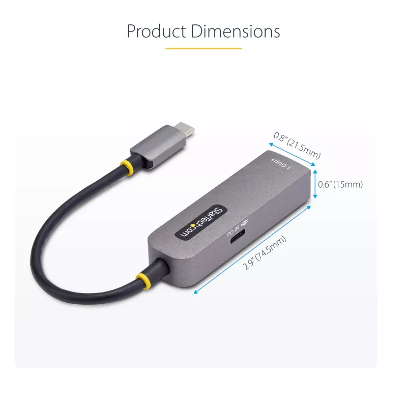 StarTech.com USB-C į Ethernet adapteris, 100W PD pralaidumas, USB 3.0, 1 Gbps, Thunderbolt suderinamas