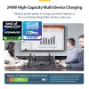 StarTech.com 4 prievadų kelių įrenginių USB-C įkroviklis, 240W bendra, vienas prievadas 140W EPR, PD 3.1, sraigtiniai fiksavimo prievadai, skirtas posėdžių salėms, su laikikliu montavimui ant paviršiaus