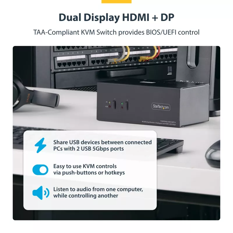 StarTech.com P2ADDH462-KVM-SWITCH KVM jungiklis juodas