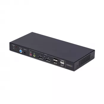 StarTech.com 2 prievadų dviejų monitorių DisplayPort KVM jungiklis su dvigubo vaizdo matrica, 4K 60Hz, 4 USB šakotuvų prievadai, perjungimas klavišais, DP 1.2 matricos KVM, TAA atitikmuo