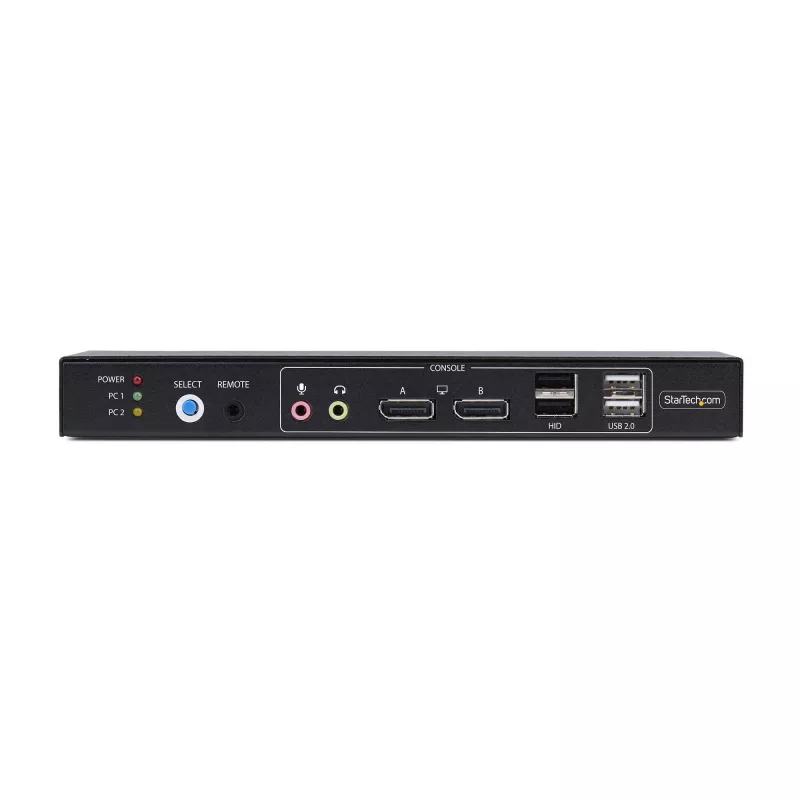 StarTech.com 2 prievadų dviejų monitorių DisplayPort KVM jungiklis su dvigubo vaizdo matrica, 4K 60Hz, 4 USB šakotuvų prievadai, perjungimas klavišais, DP 1.2 matricos KVM, TAA atitikmuo