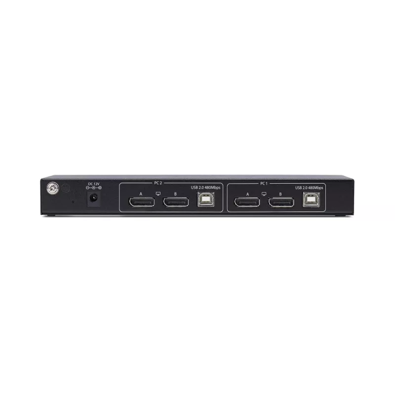 StarTech.com 2 prievadų dviejų monitorių DisplayPort KVM jungiklis su dvigubo vaizdo matrica, 4K 60Hz, 4 USB šakotuvų prievadai, perjungimas klavišais, DP 1.2 matricos KVM, TAA atitikmuo