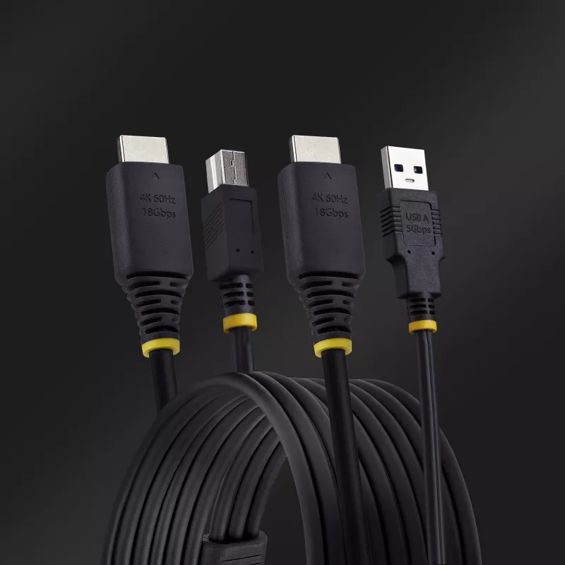 StarTech.com 10ft (3m) HDMI ir USB 5Gbps KVM kabelis, 4K 60Hz, HDMI 2.0 ir USB kombinuotas kabelis KVM jungikliams