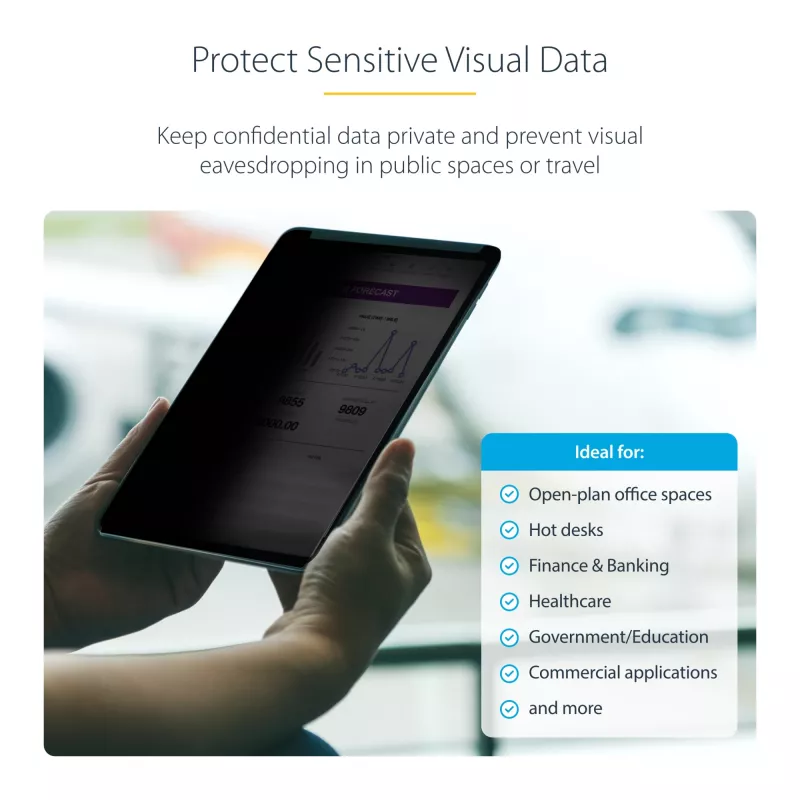 StarTech.com 4 krypčių privatumo ekrano apsauga, skirta 12,9 colių iPad Pro (3 kartos ir naujesniems), portretui / kraštovaizdžiui, liečiama, +/- 30° žiūrėjimo kampas, blokuoja iki 51% mėlynos šviesos, matinis paviršius