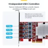 StarTech.com 4 prievadų USB Type-C PCIe kortelė, USB 3.2 10Gbps, USB-C PCI Express plėtinio kortelė, 4 nepriklausomi USB valdikliai, Windows/Linux/macOS, TAA atitinkanti