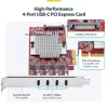 StarTech.com 4 prievadų USB Type-C PCIe kortelė, USB 3.2 10Gbps, USB-C PCI Express plėtinio kortelė, 4 nepriklausomi USB valdikliai, Windows/Linux/macOS, TAA atitinkanti