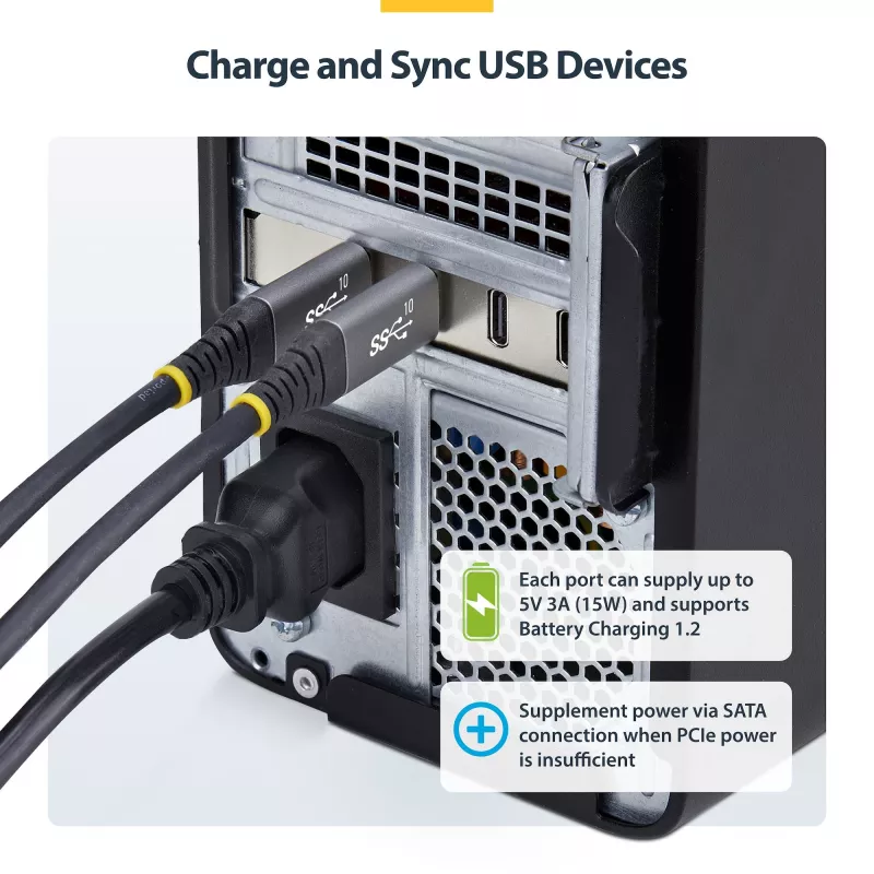 StarTech.com 4 prievadų USB Type-C PCIe kortelė, USB 3.2 10Gbps, USB-C PCI Express plėtinio kortelė, 4 nepriklausomi USB valdikliai, Windows/Linux/macOS, TAA atitinkanti