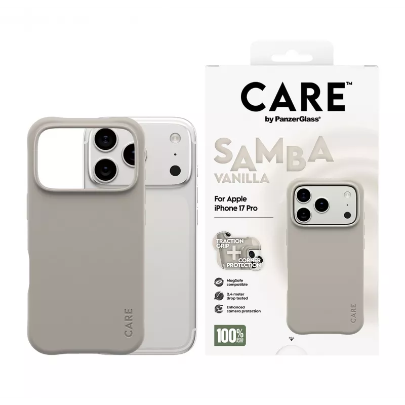 Dėklas PanzerGlass CARE Fashionable Case Samba Vanilla MagSafe, skirtas iPhone 17 Pro