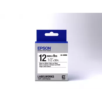 Epson kasetė etiketėms LK-4WBN standartinė, juoda/balta, 12 mm (9 m)