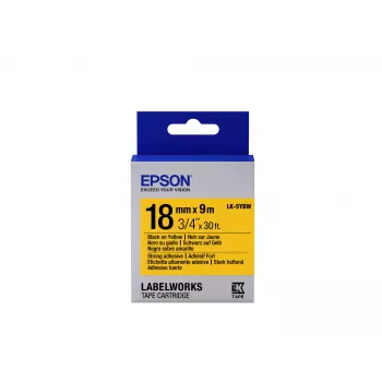 Epson kasetė etiketėms Strong Adhesive LK-5YBW juoda/geltona 18mm (9m)