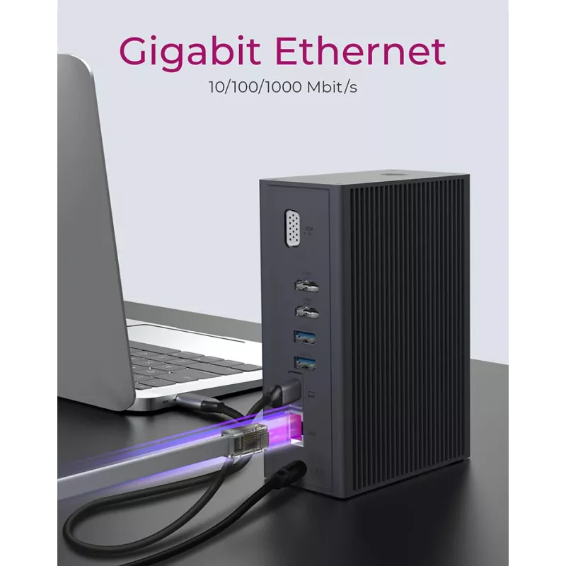 ICY BOX IB-DK2262AC Laidinis USB 3.2 Gen 1 (3.1 Gen 1) Type-C dokas, antracitas