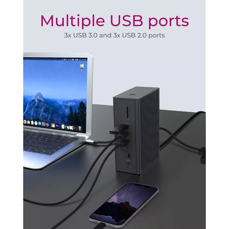 ICY BOX IB-DK2262AC Laidinis USB 3.2 Gen 1 (3.1 Gen 1) Type-C dokas, antracitas