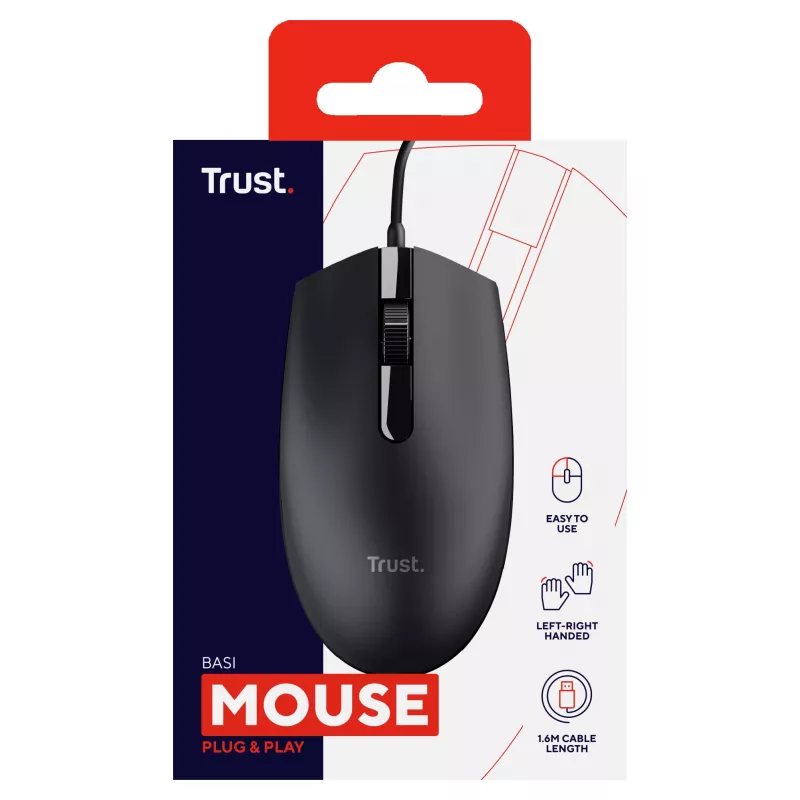 Trust Basi Office pelė ambidekstrinė USB Type-A optinė 1200 DPI