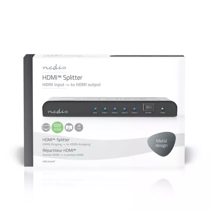 HDMI skirstytuvas Nedis VSPL3474AT 4x HDMI 4K@60Hz