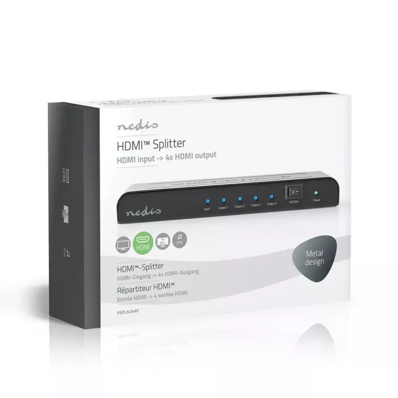 HDMI skirstytuvas Nedis VSPL3474AT 4x HDMI 4K@60Hz