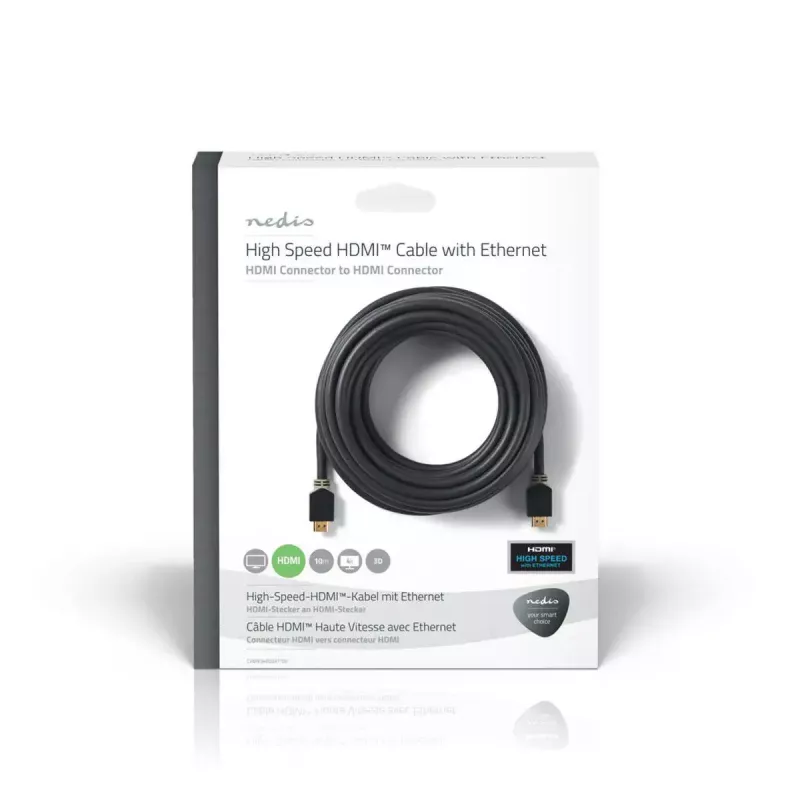 HDMI kabelis Nedis CVBW34000AT100 10m A tipo kištukas – kištukas, paauksuoti kontaktai
