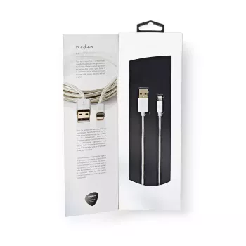 Nedis CCTB39300AL30 mobiliojo telefono kabelis, aliuminis, 3 m, USB A – Lightning