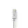 Nedis CCTB39300AL30 mobiliojo telefono kabelis, aliuminis, 3 m, USB A – Lightning