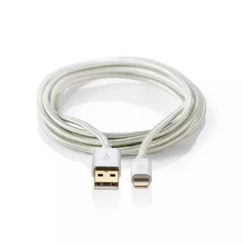 Nedis CCTB39300AL30 mobiliojo telefono kabelis, aliuminis, 3 m, USB A – Lightning