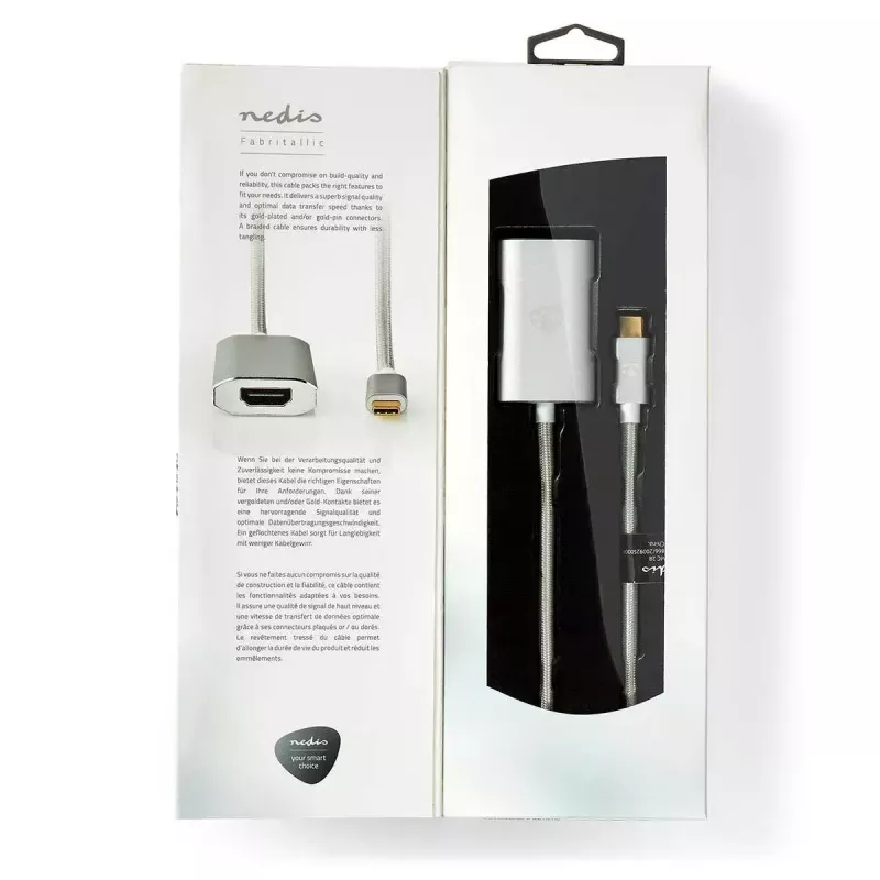 Nedis CCTB64680AL20 vaizdo kabelio adapteris 2 m HDMI A tipo USB C sidabrinis